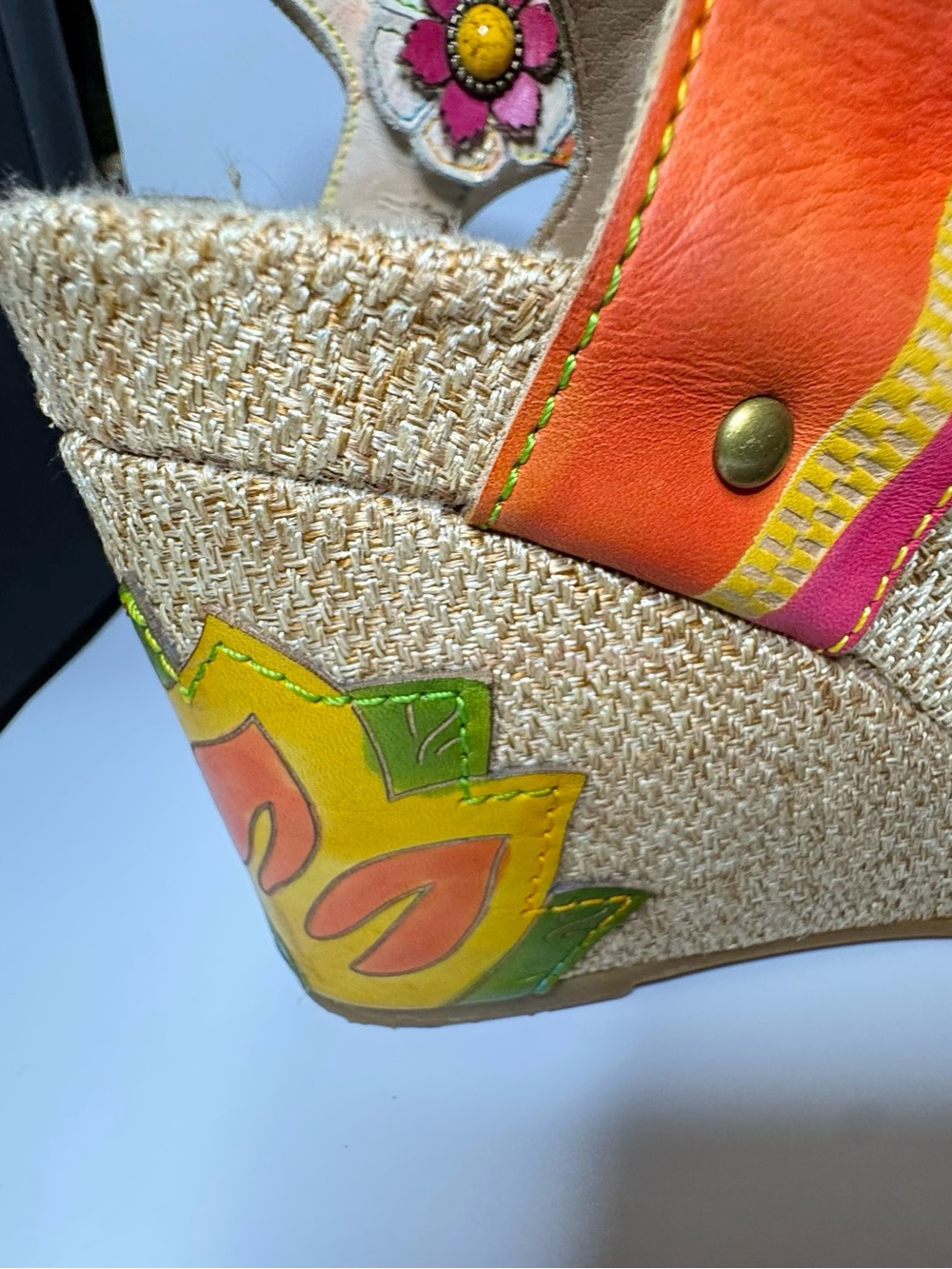 L’Artiste Spring Step KARNIT hand painted Floral Leather Espadrille Wedge EU 41 - Picture 4 of 13